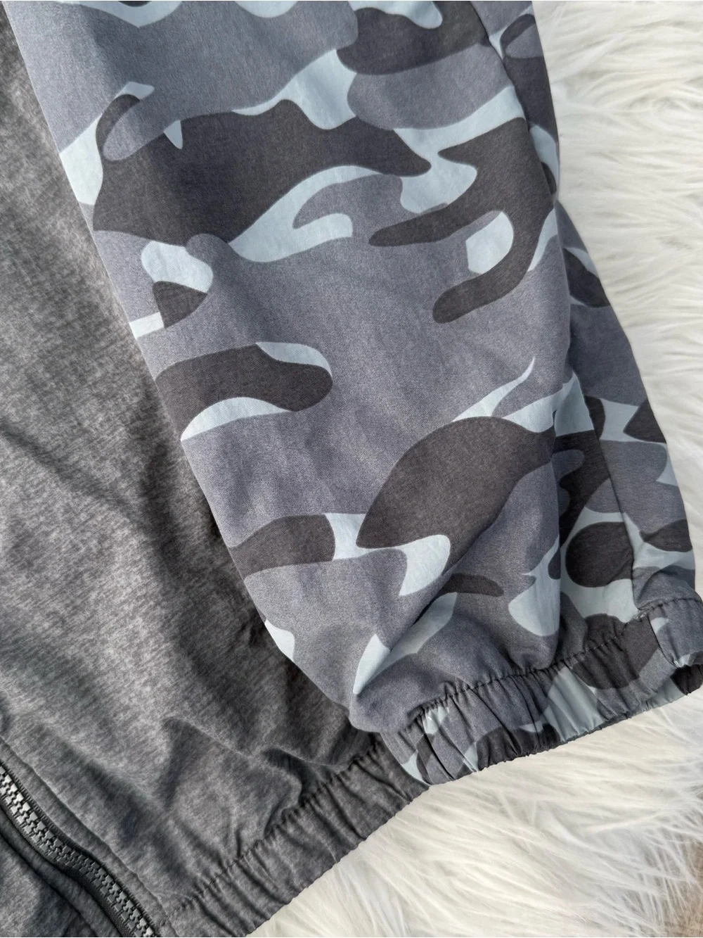 OshKosh B'gosh Boys 14 Hooded Zip Jacket - Charcoal with Gray Camo Sleeves